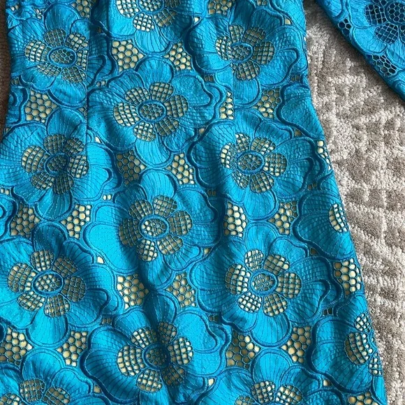 Lilly Pulitzer Blue Floral One-Shoulder Dress - Picture 3 of 7